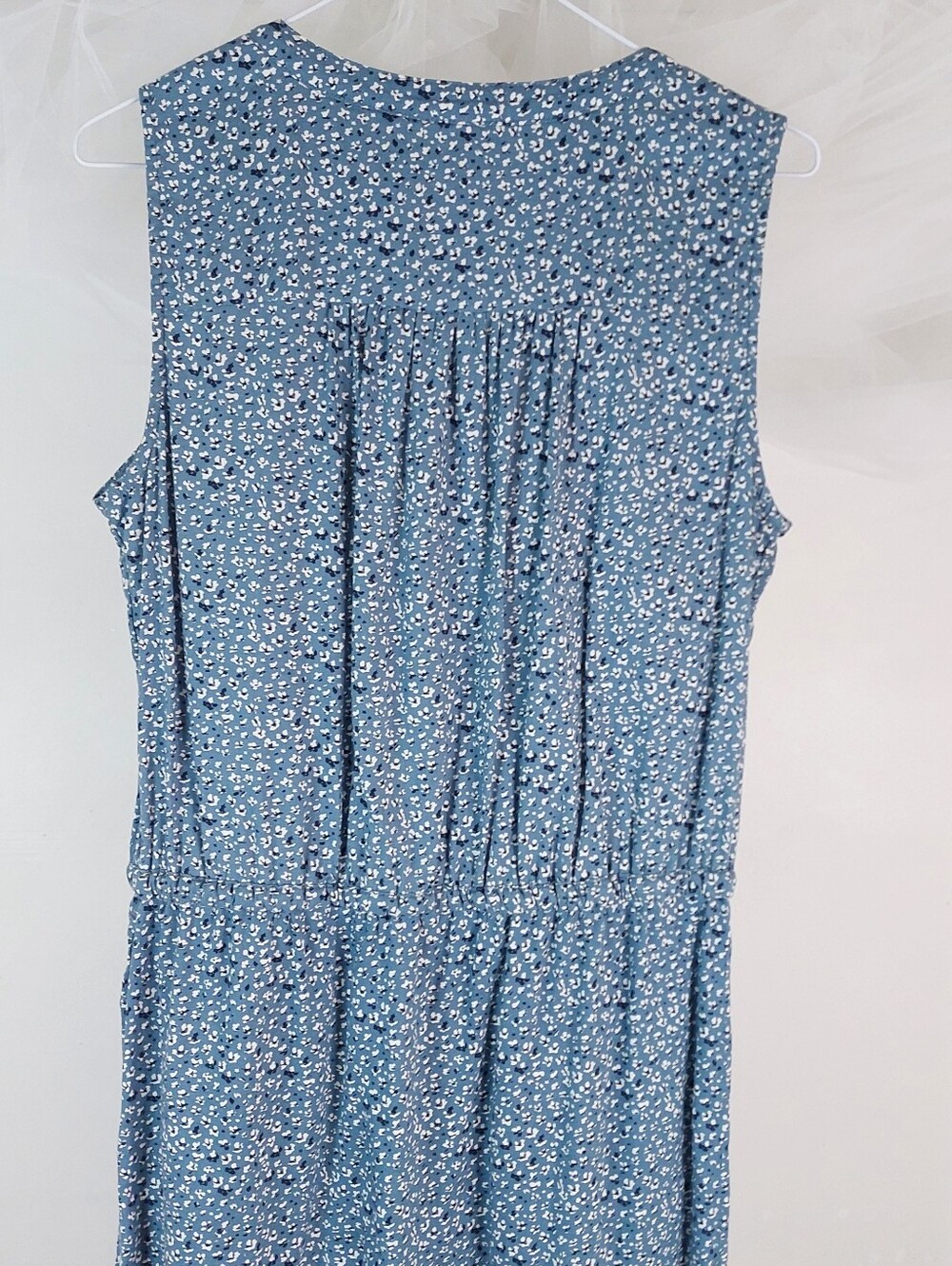 Denver Hayes Blue White Floral Sleeveless Drawstring Tunic Dress Size S - Picture 9 of 11